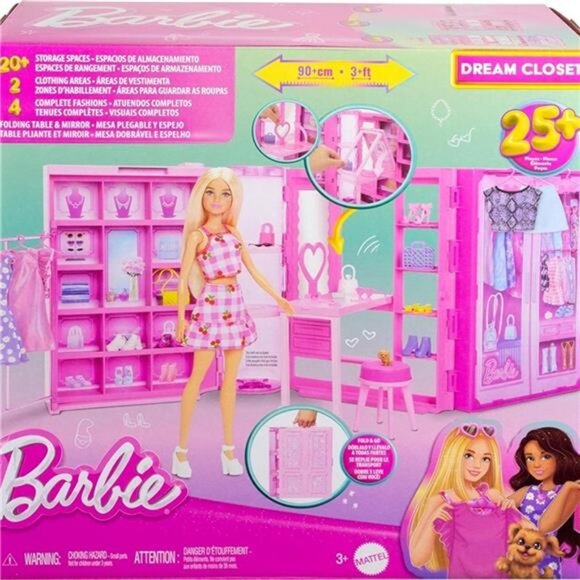 Barbie Dream Closet Toy Playset & Storage with Clothes & Accessories, 25+ Pieces - Picture 7 of 7